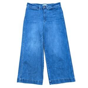 OAT New York Wide Leg Crop Jeans Size 10/30 High Rise Medium Wash Stretch Denim